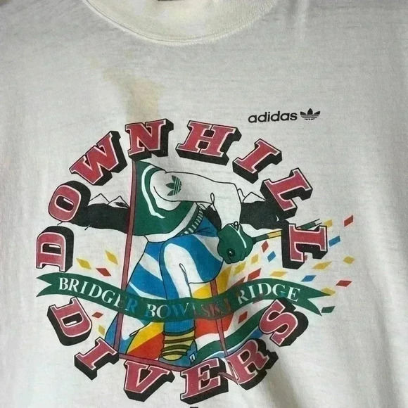 Vintage 1980s Adidas Downhill  Divers Longsleeve T-shirt - Picture 4 of 10
